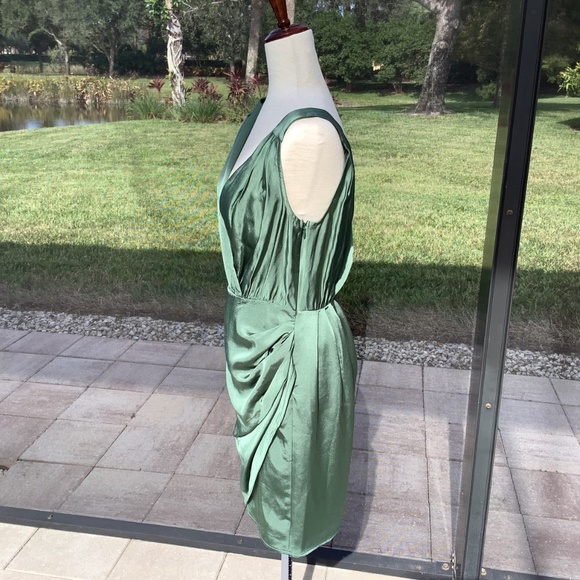 Anthropologie Draped Shine Dress Size 8 Moss Green NWT! - Picture 6 of 14